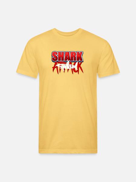 Shark Attack Bold Graphic - Unisex Poly/Cotton T-Shirt - pastel yellow