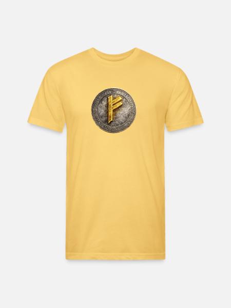 Rune Coin of Dawn - Unisex Poly/Cotton T-Shirt - pastel yellow