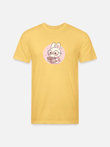 Overthinking Queen Bunny Reading - Unisex Poly/Cotton T-Shirt - pastel yellow