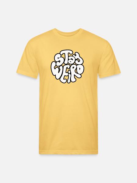 Stay Weird Retro Circle Text - Unisex Poly/Cotton T-Shirt - pastel yellow