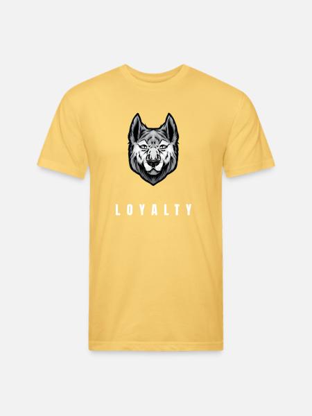 Wolf Loyalty Emblem Portrait - Unisex Poly/Cotton T-Shirt - pastel yellow