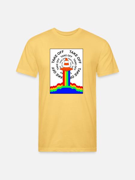 Safety Cone Rocket Rainbow Smoke Funny - Unisex Poly/Cotton T-Shirt - pastel yellow