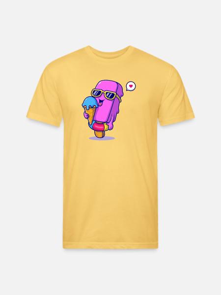 Sunny Pink Ice Pop Mascot - Unisex Poly/Cotton T-Shirt - pastel yellow
