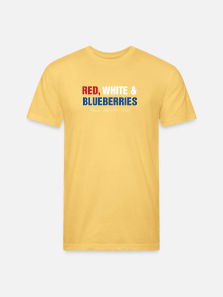Red White Blueberries - Unisex Poly/Cotton T-Shirt - pastel yellow