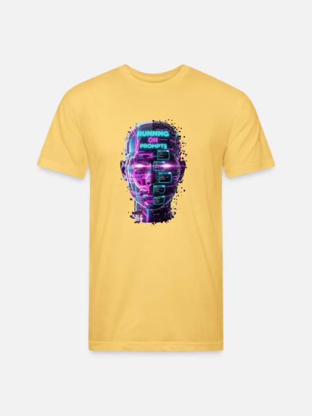 Neon Prompts AI Head - Unisex Poly/Cotton T-Shirt - pastel yellow