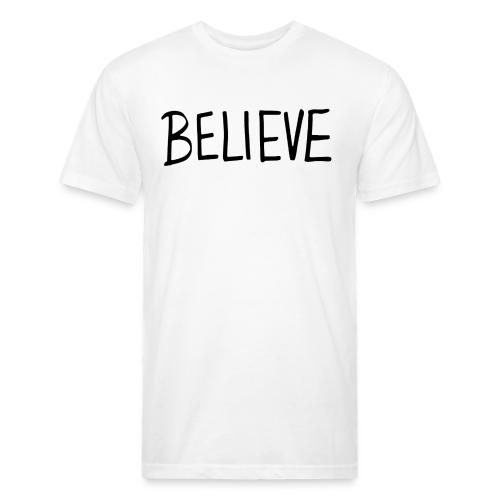 Believe (on Gold) - Men’s Fitted Poly/Cotton T-Shirt