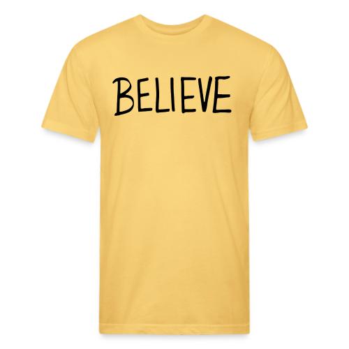Believe (on Gold) - Men’s Fitted Poly/Cotton T-Shirt