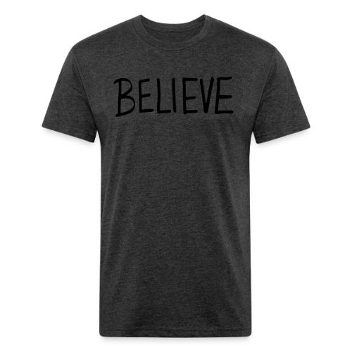 Believe (on Gold) - Men’s Fitted Poly/Cotton T-Shirt
