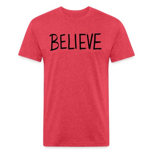 Believe (on Gold) - Men’s Fitted Poly/Cotton T-Shirt