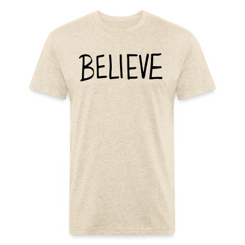 Believe (on Gold) - Men’s Fitted Poly/Cotton T-Shirt