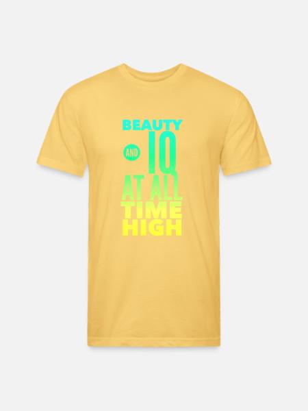 Beauty and IQ at All Time High - Unisex Poly/Cotton T-Shirt - pastel yellow - Front