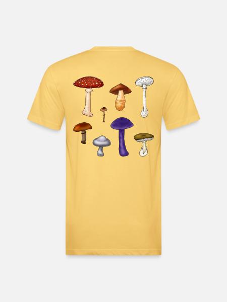 Poisonous Mushrooms - Unisex Poly/Cotton T-Shirt - pastel yellow