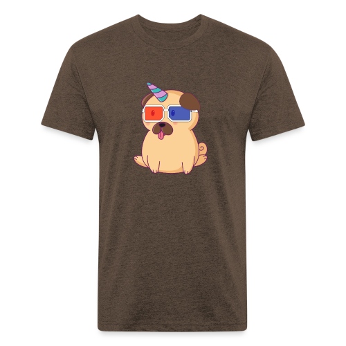 Dog with 3D glasses doing Vision Therapy! - Fitted Cotton/Poly T-Shirt by Next Level