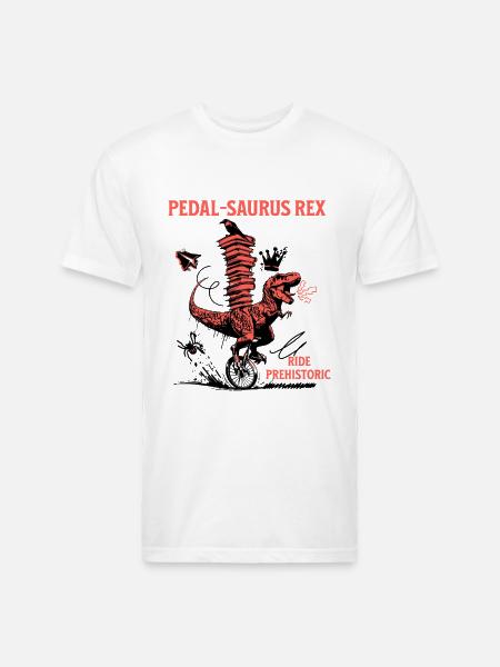 Pedal-Saurus Rex – Ride Prehistoric - Unisex Poly/Cotton T-Shirt - white