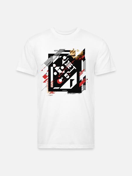 Geometric Grid Collage on Black - Unisex Poly/Cotton T-Shirt - white