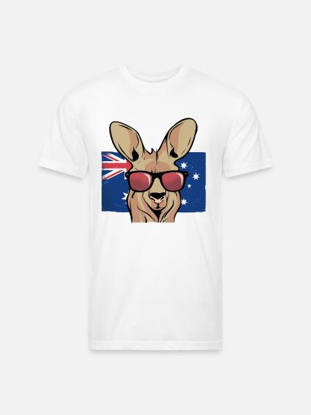Aussie Kangaroo Sunglasses Flag - Unisex Poly/Cotton T-Shirt - white