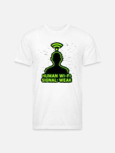 Human Wi-Fi Signal: Weak - Unisex Poly/Cotton T-Shirt - white