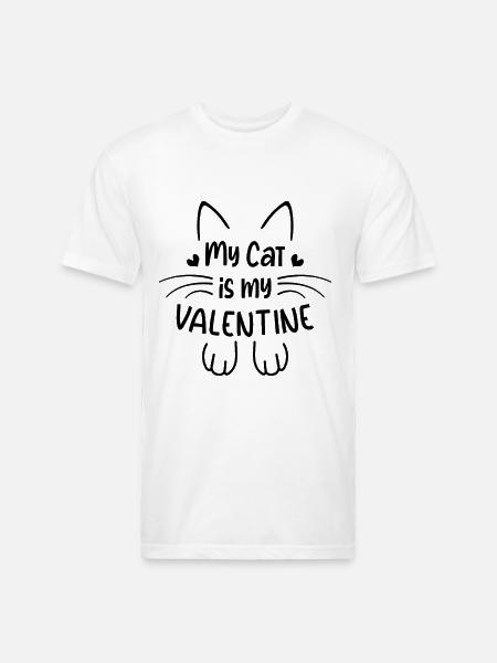 My Cat is My Valentines - Unisex Poly/Cotton T-Shirt - white