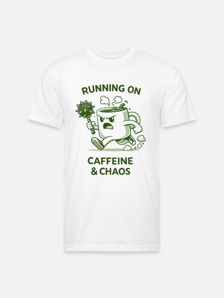 Running on Caffeine & Chaos - Unisex Poly/Cotton T-Shirt - white