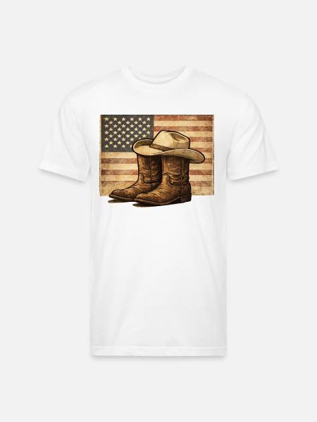 Rustic Rodeo Patriot Western Americana - Unisex Poly/Cotton T-Shirt - white