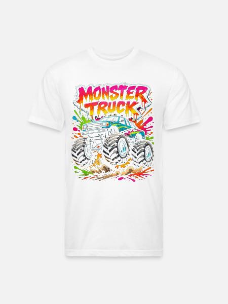 Monster Truck Neon Splash - Unisex Poly/Cotton T-Shirt - white