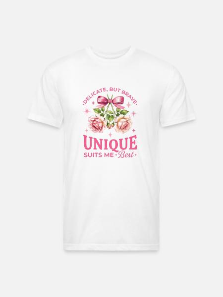 Unique Rose Bloom Ribbon - Unisex Poly/Cotton T-Shirt - white