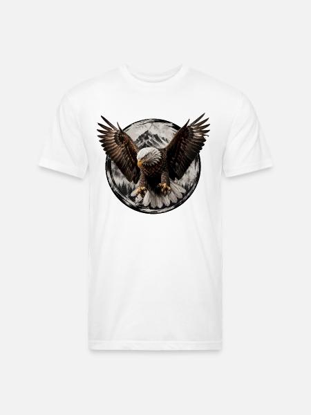 Eagle Over Mountain Circle - Unisex Poly/Cotton T-Shirt - white