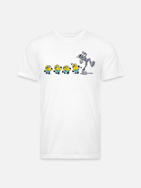 Minions In A Row With Robot - Unisex Poly/Cotton T-Shirt - white