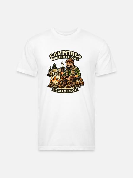 Campfire & Marshmallows Cozy Tee - Unisex Poly/Cotton T-Shirt - white