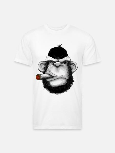 Gorilla Smoking - Unisex Poly/Cotton T-Shirt - white