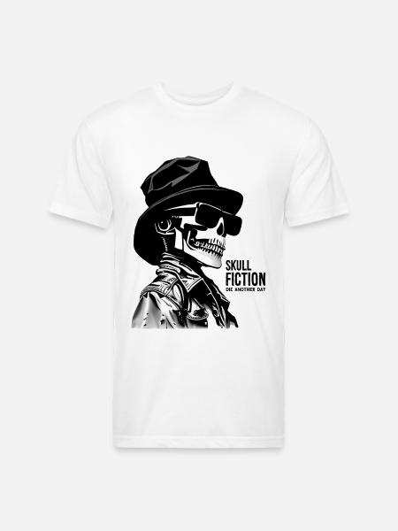 Skull Fiction Skeleton Art - Unisex Poly/Cotton T-Shirt - white