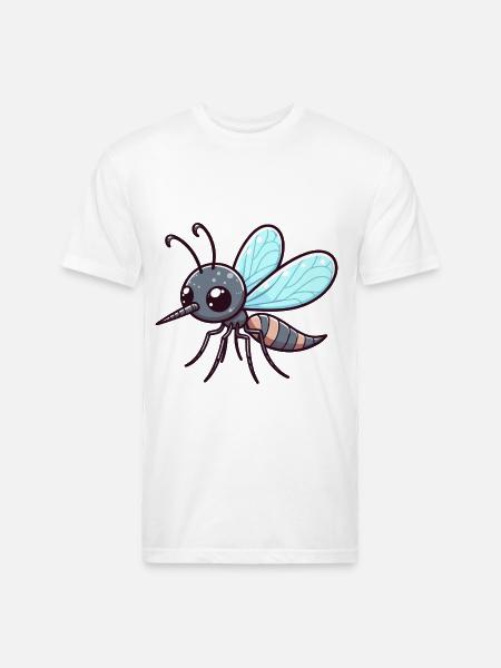 Playful Mosquito Cartoon - Unisex Poly/Cotton T-Shirt - white