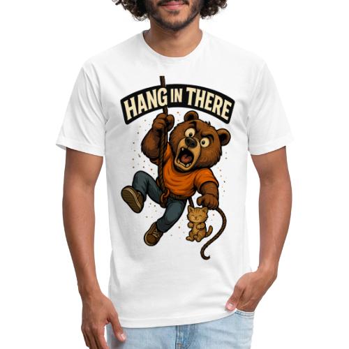 Cute Hang in There Bear Motivation Shirt - Men’s Fitted Poly/Cotton T-Shirt