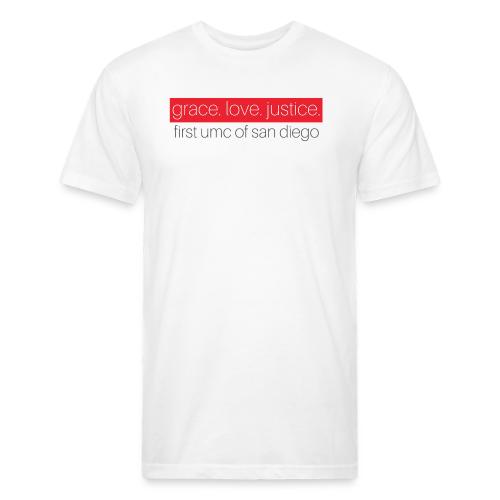Grace. Love. Justice. First UMC of San Diego - Unisex Poly/Cotton T-Shirt