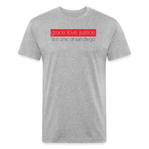 Grace. Love. Justice. First UMC of San Diego - Unisex Poly/Cotton T-Shirt