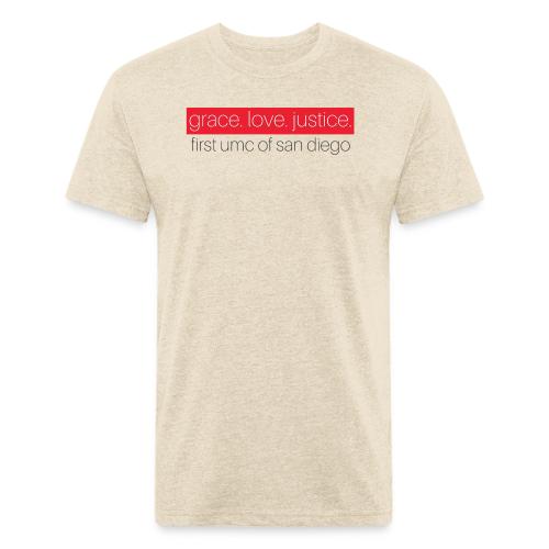 Grace. Love. Justice. First UMC of San Diego - Unisex Poly/Cotton T-Shirt