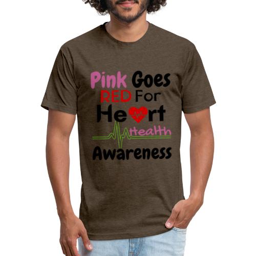 AKA Pink Goes Red, For Heart Health Awareness - Fitted Cotton/Poly T-Shirt by Next Level