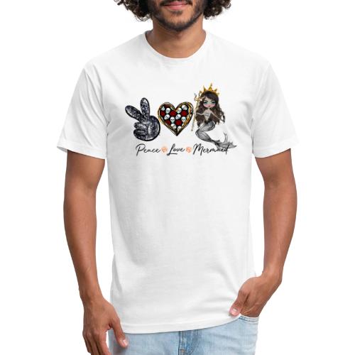Peace, Love, & Mermaid - Unisex Poly/Cotton T-Shirt