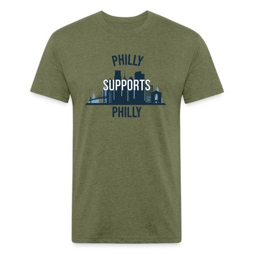 Philly Supports Philly skyline blue transparentbg - Unisex Poly/Cotton T-Shirt