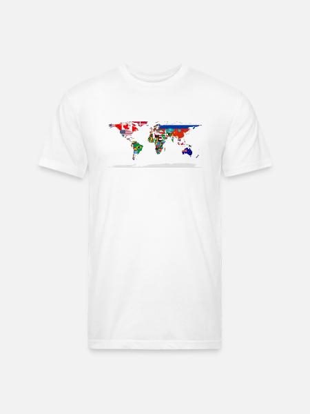 Flag Map Of The World - Unisex Poly/Cotton T-Shirt - white