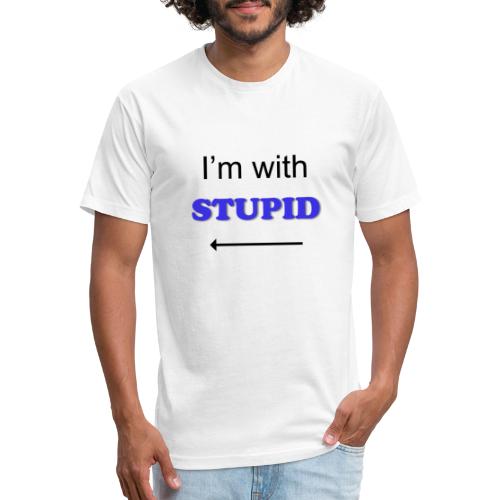 I'm with Stupid - Blue - Men’s Fitted Poly/Cotton T-Shirt