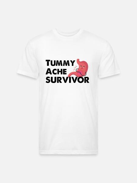 Tummy Ache Survivor - Unisex Poly/Cotton T-Shirt - white