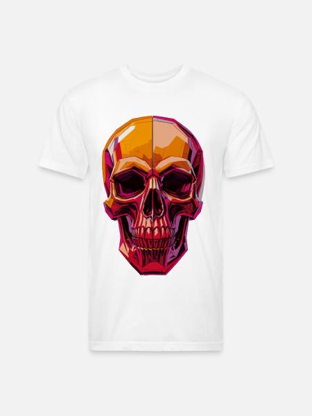 Polygon Skull – Geometric Skull Art - Unisex Poly/Cotton T-Shirt - white