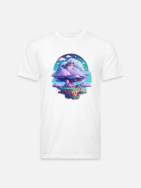Sky-High Whimsy: Floating Islands - Unisex Poly/Cotton T-Shirt - white