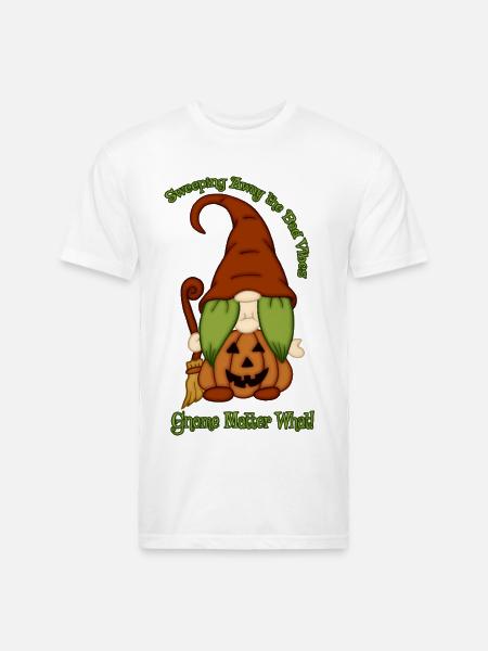 Gnome-O-Ween Pumpkin Witch Pun - Unisex Poly/Cotton T-Shirt - white