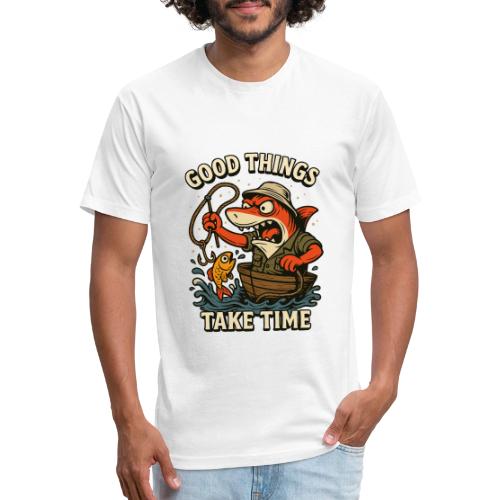 Funny Shark Fishing Motivation Shirt - Men’s Fitted Poly/Cotton T-Shirt