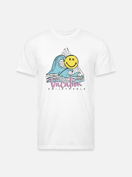 SmileyWorld Always On Vacation - Unisex Poly/Cotton T-Shirt - white