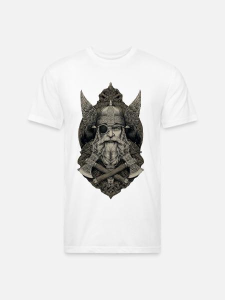 Viking Warlord with Ravens - Unisex Poly/Cotton T-Shirt - white