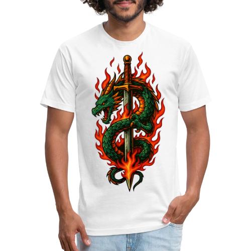 Flaming Dragon Sword Warrior Shirt - Men’s Fitted Poly/Cotton T-Shirt