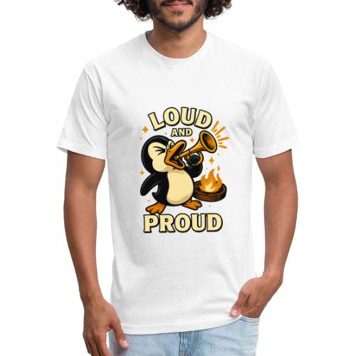 Loud and Proud Penguin Funny Cartoon Design - Men’s Fitted Poly/Cotton T-Shirt